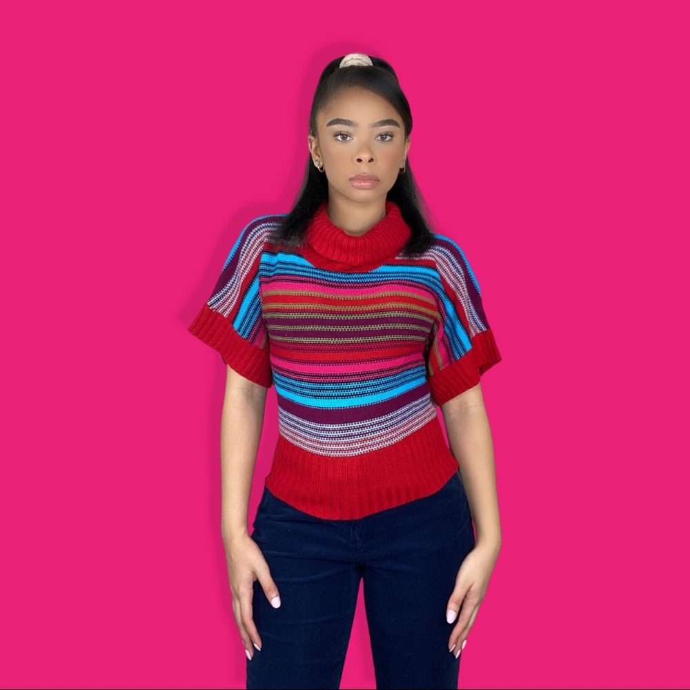 Colorful Knit Turtleneck Sweater